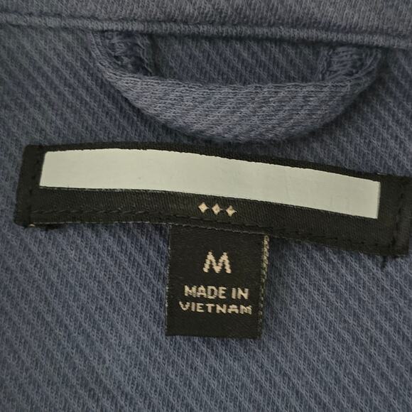 Men’s Blue Waffle Knit Button Up Shirt Jacket Overshirt Sz M Workwear Utility - Picture 5 of 8